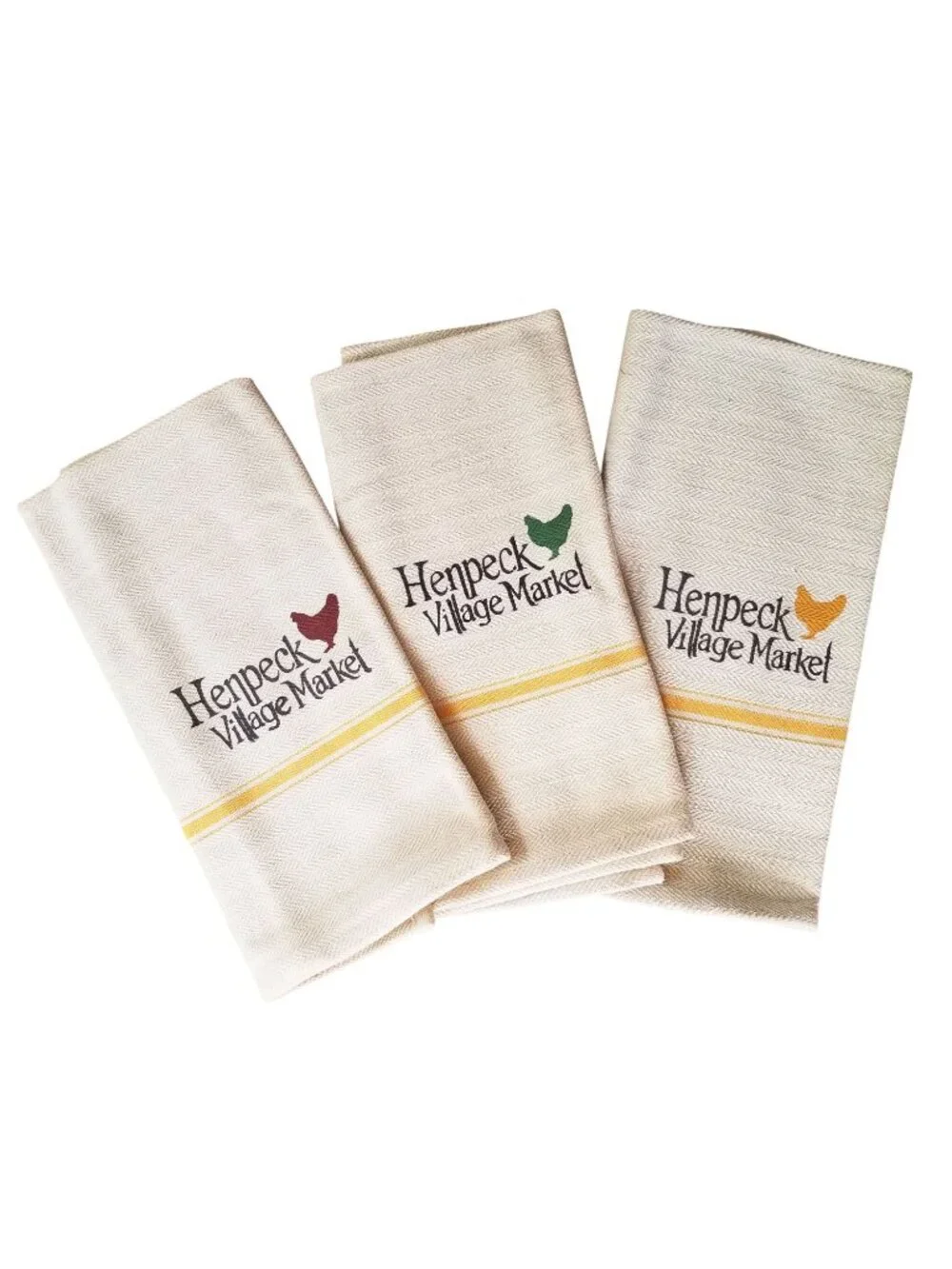 Chicken Theme Kitchen Towel Bundle 3 Cotton Homespun Towels